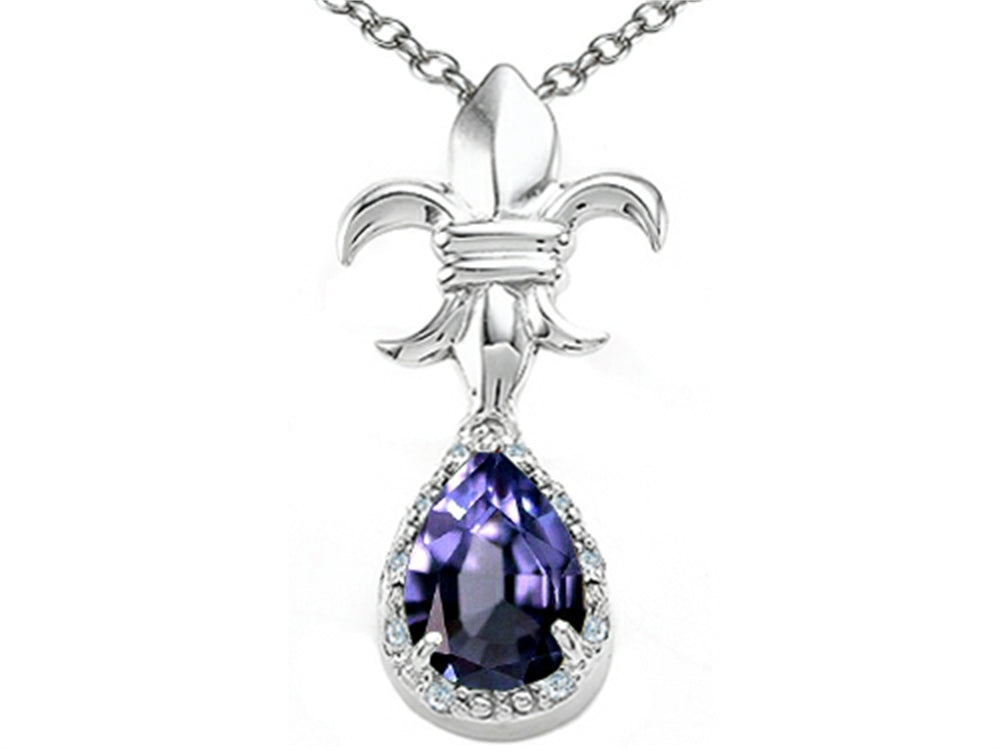 Tommaso Design™ Pear Shape 8x6mm Genuine Iolite Pendant Necklace