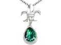 Tommaso Design™ Pear Shape 8x6mm Simulated Emerald Pendant Necklace