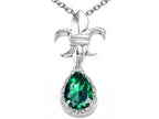 Tommaso Design™ Pear Shape 8x6mm Simulated Emerald Pendant Necklace