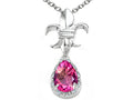 Tommaso Design™ Pear Shape 8x6mm Created Pink Sapphire Pendant Necklace