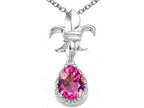 Tommaso Design™ Pear Shape 8x6mm Created Pink Sapphire Pendant Necklace