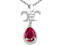 Tommaso Design™ Pear Shape 8x6mm Created Ruby Pendant Necklace