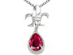 Tommaso Design™ Pear Shape 8x6mm Created Ruby Pendant Necklace