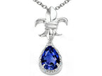 Tommaso Design™ Pear Shape 8x6mm Created Blue Sapphire Pendant Necklace