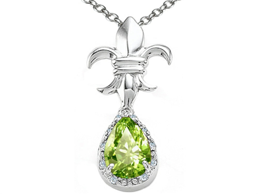 Tommaso Design™ Pear Shape 8x6mm Genuine Peridot Pendant Necklace