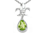 Tommaso Design™ Pear Shape 8x6mm Genuine Peridot Pendant Necklace