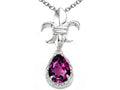 Tommaso Design™ Pear Shape 8x6mm Genuine Rhodolite Pendant Necklace