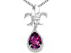 Tommaso Design™ Pear Shape 8x6mm Genuine Rhodolite Pendant Necklace