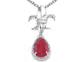 Tommaso Design™ Genuine Pear Shape Ruby and Diamond Pendant Necklace