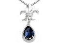 Tommaso Design™ Pear Shape 8x6mm Genuine Sapphire Pendant Necklace