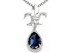 Tommaso Design™ Pear Shape 8x6mm Genuine Sapphire Pendant Necklace