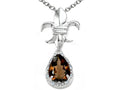 Tommaso Design™ Pear Shape 8x6mm Genuine Smoky Quartz Pendant Necklace