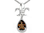 Tommaso Design™ Pear Shape 8x6mm Genuine Smoky Quartz Pendant Necklace