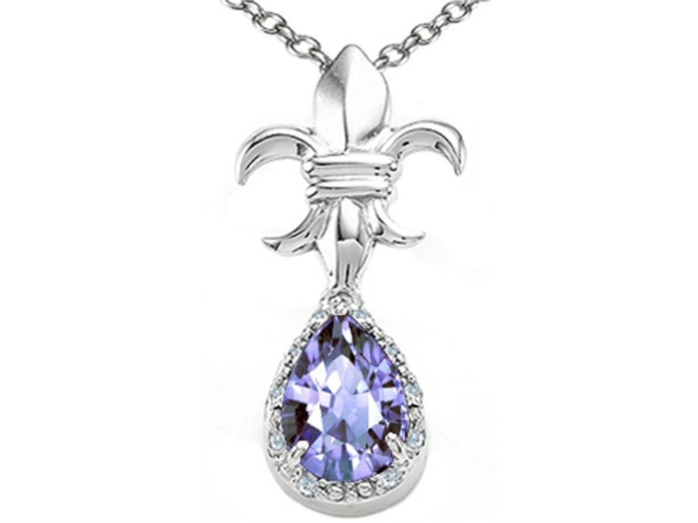 Tommaso Design™ Pear Shape 8x6mm Genuine Tanzanite Pendant Necklace