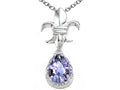 Tommaso Design™ Pear Shape 8x6mm Genuine Tanzanite Pendant Necklace
