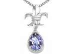 Tommaso Design™ Pear Shape 8x6mm Genuine Tanzanite Pendant Necklace