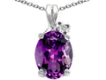 Tommaso Design™ Oval 10x8mm Genuine Amethyst Pendant Necklace
