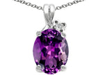 Tommaso Design™ Oval 10x8mm Genuine Amethyst Pendant Necklace