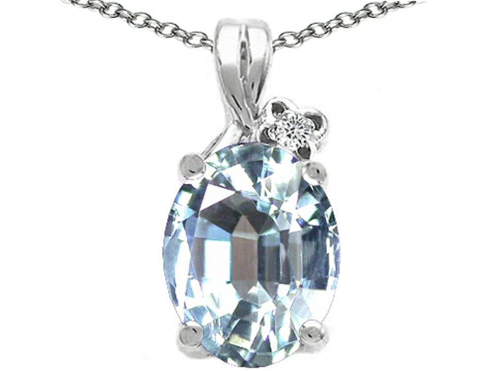 Tommaso Design™ Oval 10x8mm Genuine Aquamarine Pendant Necklace