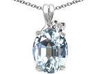 Tommaso Design™ Oval 10x8mm Genuine Aquamarine Pendant Necklace