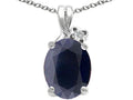 Tommaso Design™ Oval 10x8mm Genuine Black Sapphire Pendant Necklace