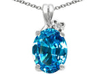 Tommaso Design™ Oval 10x8mm Genuine Blue Topaz Pendant Necklace