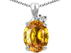 Tommaso Design™ Oval 10x8mm Genuine Citrine Pendant Necklace