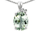 Tommaso Design™ Oval 10x8mm Green Amethyst Pendant Necklace