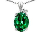 Tommaso Design™ Oval 10x8mm Simulated Emerald Pendant Necklace