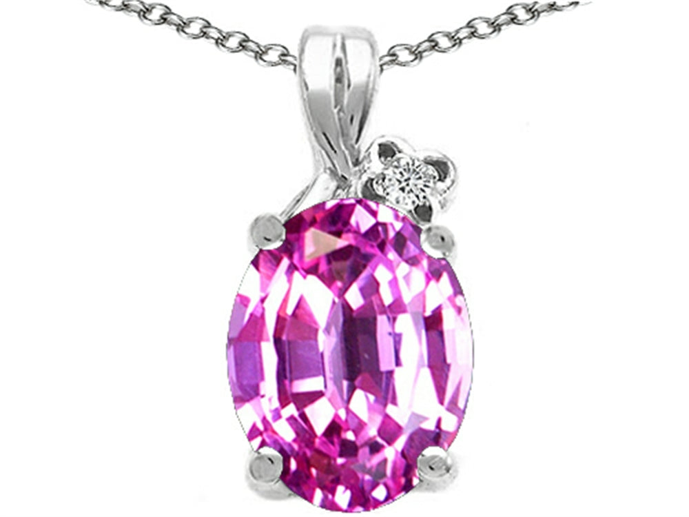 Tommaso Design™ Oval 10x8mm Simulated Pink Tourmaline Pendant Necklace