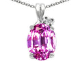 Tommaso Design™ Oval 10x8mm Simulated Pink Tourmaline Pendant Necklace