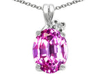 Tommaso Design™ Oval 10x8mm Simulated Pink Tourmaline Pendant Necklace