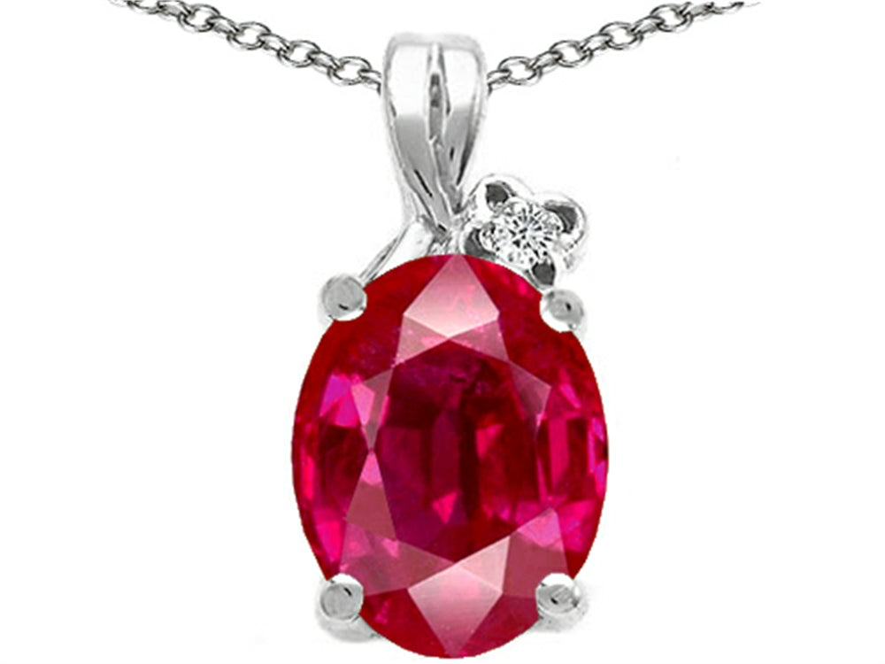 Tommaso Design™ Oval 10x8mm Created Ruby Pendant Necklace