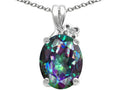 Tommaso Design™ Oval 10x8mm Mystic Rainbow Topaz Pendant Necklace