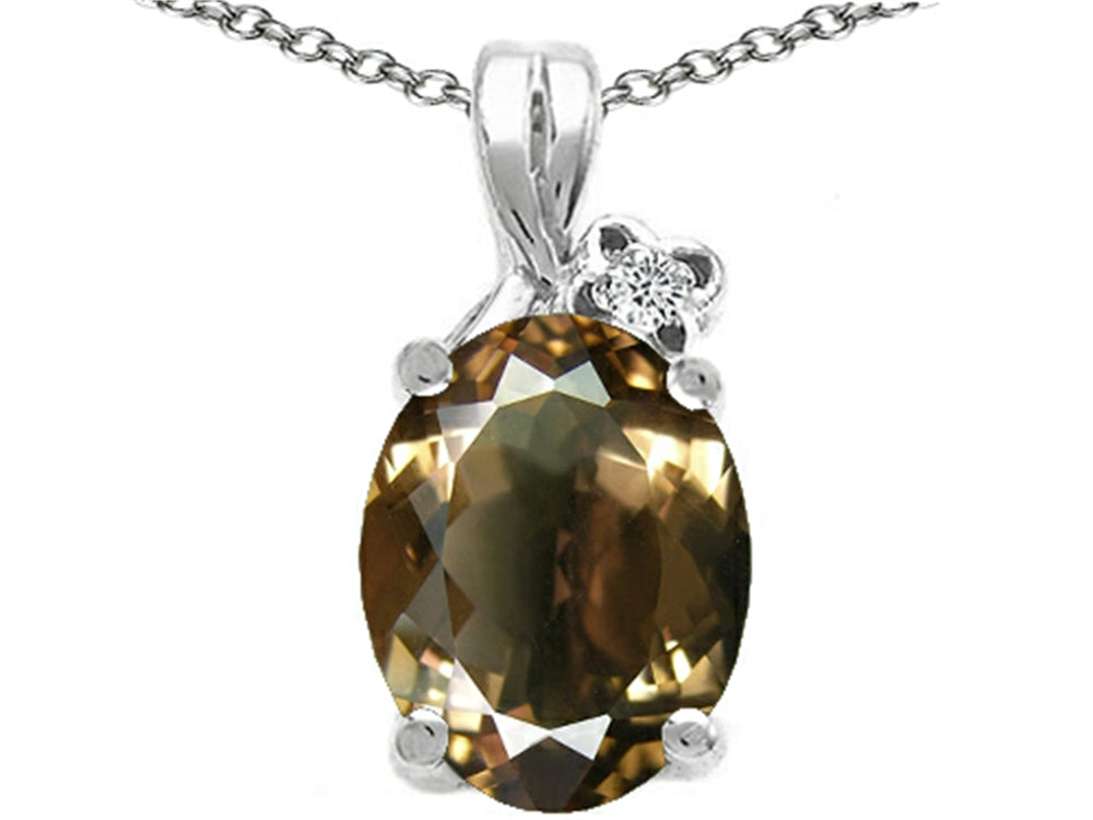 Tommaso Design™ Oval 10x8mm Genuine Smoky Quartz Pendant Necklace