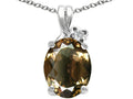 Tommaso Design™ Oval 10x8mm Genuine Smoky Quartz Pendant Necklace