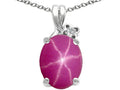 Tommaso Design™ Oval 10x8mm Created Star Ruby Pendant Necklace