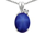 Tommaso Design™ Oval 10x8mm Created Star Sapphire Pendant Necklace