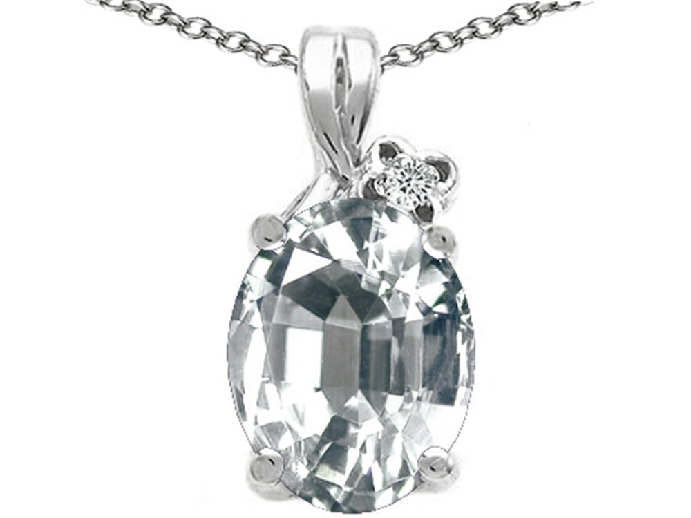 Tommaso Design™ Oval 10x8mm Genuine White Topaz Pendant Necklace