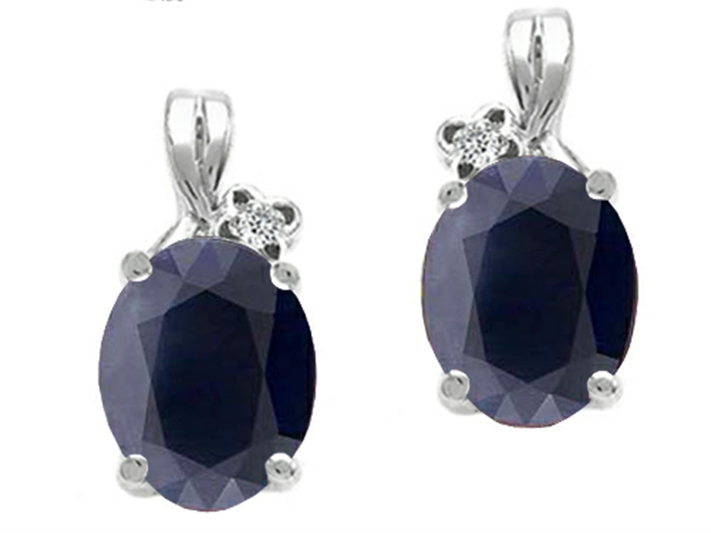 Tommaso Design™ Oval 8x6mm Genuine Black Sapphire Earrings