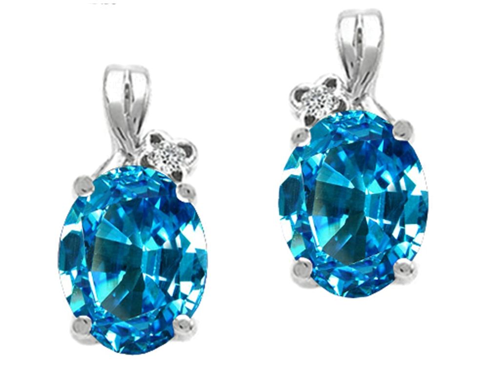 Tommaso Design™ Oval 8x6mm Genuine Blue Topaz Earrings