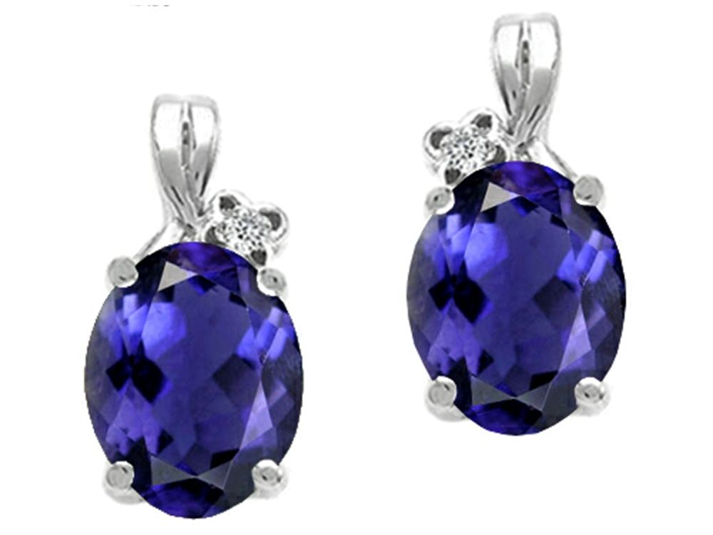 Tommaso Design™ Oval 8x6mm Genuine Iolite Earrings