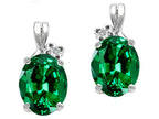Tommaso Design™ Oval 8x6mm Simulated Emerald Earrings