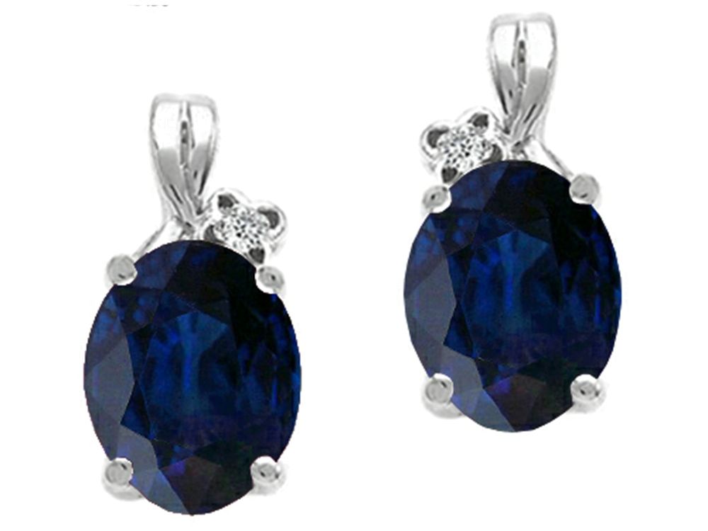 Tommaso Design™ Oval 8x6mm Genuine Sapphire Earrings
