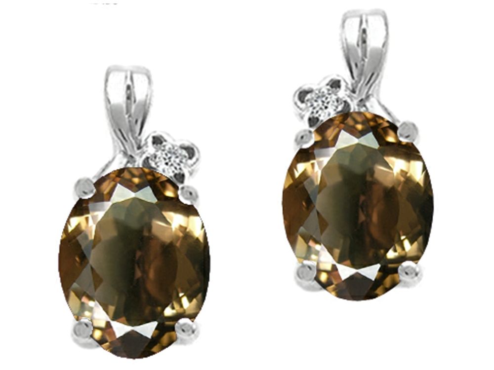 Tommaso Design™ Oval 8x6mm Genuine Smoky Quartz Earrings