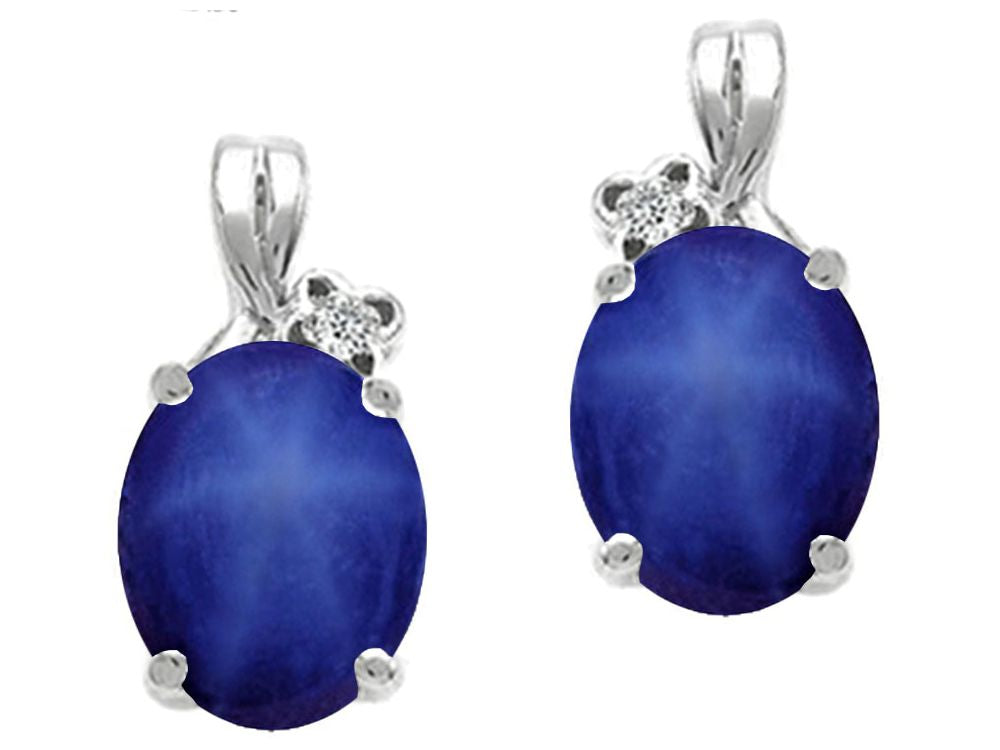 Tommaso Design™ Oval 8x6mm Created Star Sapphire Earrings