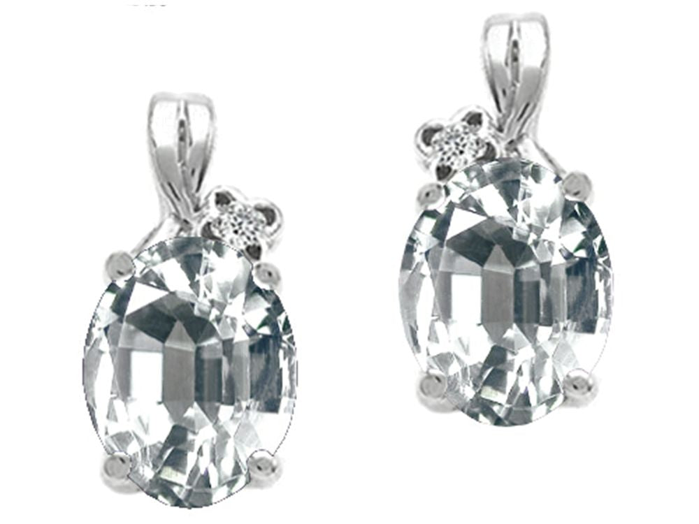 Tommaso Design™ Oval 8x6mm Genuine White Topaz Earrings