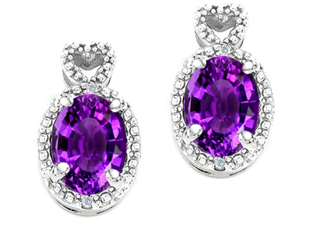 Tommaso Design™ Oval 7x5mm Genuine Amethyst Earrings