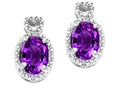 Tommaso Design™ Oval 7x5mm Genuine Amethyst Earrings