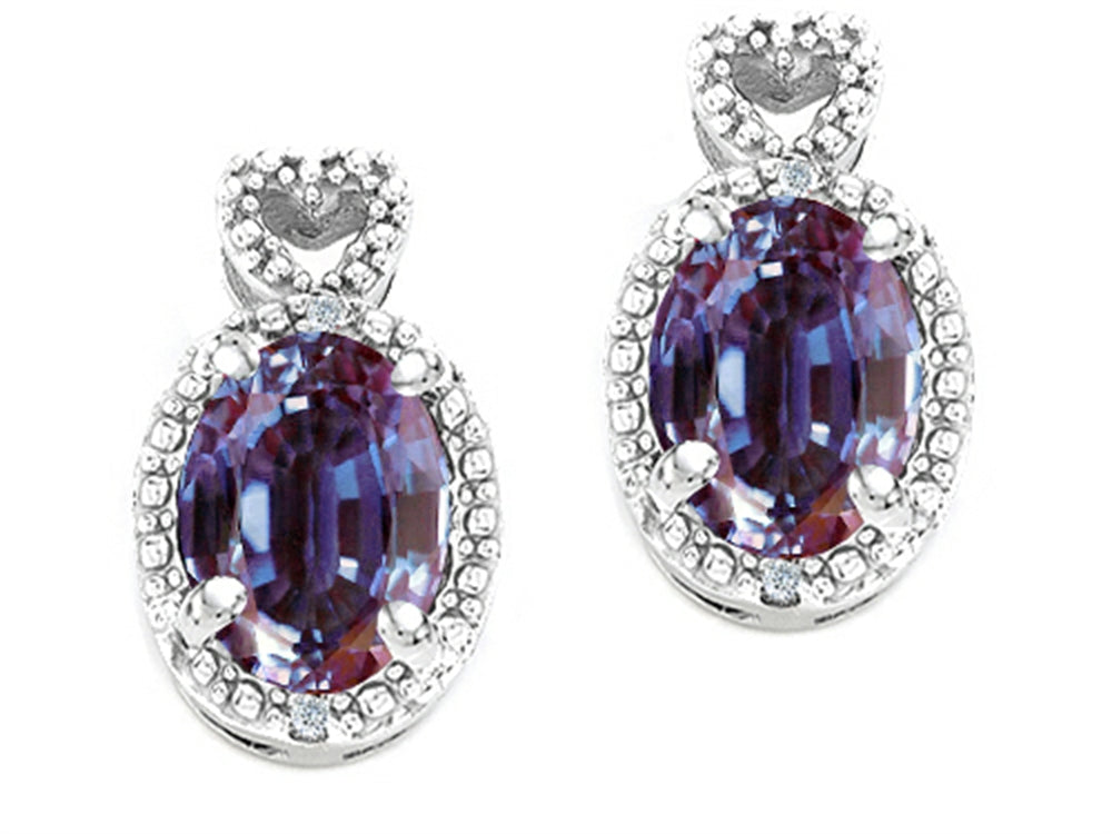Tommaso Design™ Oval 7x5mm Simulated Alexandrite Earrings